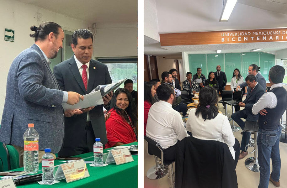 Collage of two photos featuring the hackathon judges.